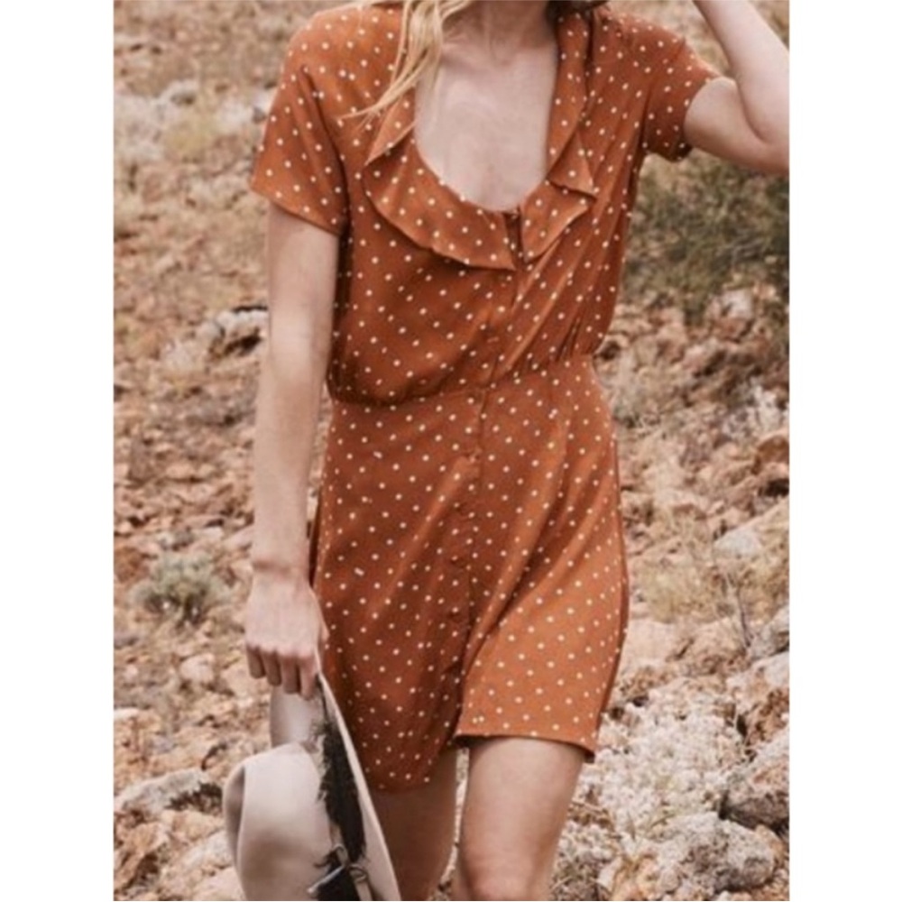 Auguste The Label Rust Lilly Day Classic Polka Dot Mini Dress Size 4 - Picture 4 of 12